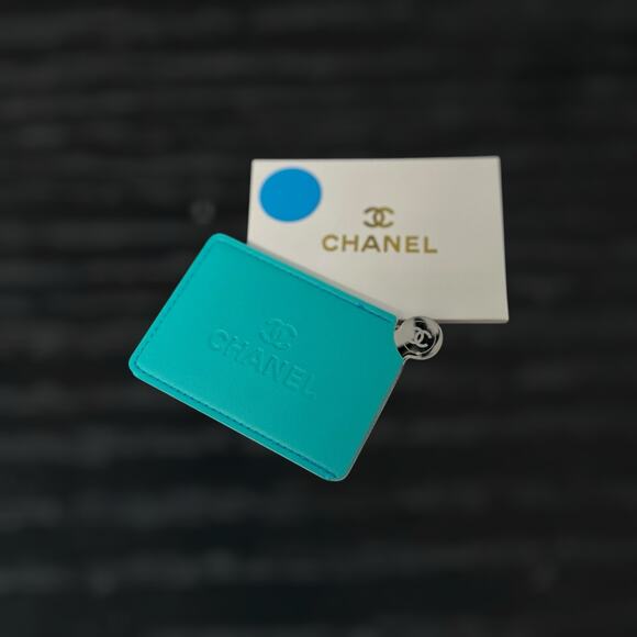 Chanel Turquoise Teal Card Holder & Mirror - New In Box - Picture 1 of 3